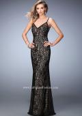 Picture of: Lace Prom Gown with V Neckline and Scoop Back in Black, Style: 22660, Main Picture