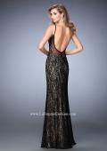Picture of: Lace Prom Gown with V Neckline and Scoop Back in Black, Style: 22660, Back Picture