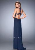 Picture of: Net Prom Dress with Open Back and Side Cut Outs in Blue, Style: 22664, Back Picture
