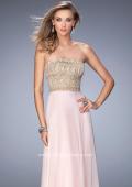 Picture of: Metallic Embroidered Chiffon Prom Dress in Pink, Style: 22674, Main Picture