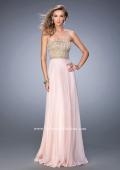 Picture of: Metallic Embroidered Chiffon Prom Dress in Pink, Style: 22674, Detail Picture 1