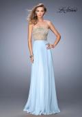 Picture of: Metallic Embroidered Chiffon Prom Dress in Pale Blue, Style: 22674, Detail Picture 2