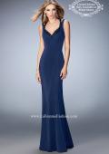 Picture of: Long Jersey Prom Gown with Rhinestone Straps in Blue, Style: 22675, Main Picture