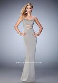 Picture of: Prom Gown with Cut Outs and Back Slit in Silver, Style: 22689, Main Picture