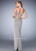 Picture of: Prom Gown with Cut Outs and Back Slit in Silver, Style: 22689, Back Picture