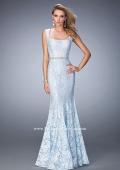 Picture of: Long Mermaid Prom Dress with Beaded Belt in Blue, Style: 22708, Main Picture
