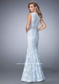 Picture of: Long Mermaid Prom Dress with Beaded Belt in Blue, Style: 22708, Back Picture