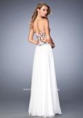 Picture of: Long Chiffon Dress with Lace Applique and Rhinestones in White, Style: 22709, Back Picture