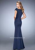 Picture of: Off the Shoulder Prom Dress with Beaded Neckline in Blue, Style: 22716, Back Picture