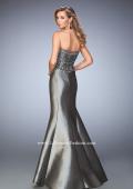 Picture of: Metallic Dress with Scoop Neck and Embellishments in Silver, Style: 22721, Back Picture