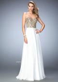 Picture of: Embellished Chiffon Prom Dress with Scoop Neck in White, Style: 22722, Main Picture