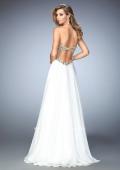 Picture of: Embellished Chiffon Prom Dress with Scoop Neck in White, Style: 22722, Back Picture