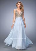 Picture of: Long Embellished Evening Gown with V Neckline in Blue, Style: 22725, Main Picture