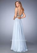 Picture of: Long Embellished Evening Gown with V Neckline in Blue, Style: 22725, Back Picture