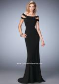 Picture of: Off the Shoulder Dress with Cut Outs and Open Back in Black, Style: 22728, Back Picture