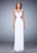 Picture of: Long Prom Gown with Open Back and Stud Detail in White, Style: 22729, Detail Picture 2