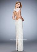 Picture of: Long Lace Gown with Sheer Sleeves and Back Slit in White, Style: 22735, Back Picture