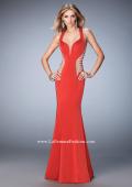 Picture of: Long Mermaid Prom Gown with Edgy Side Cut Outs in Red, Style: 22742, Detail Picture 1