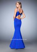 Picture of: Long Mermaid Dress with Pleated Bodice and Cut Outs in Blue, Style: 22747, Back Picture