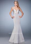 Picture of: Long Mermaid Dress with Pleated Bodice and Cut Outs in Silver, Style: 22747, Detail Picture 1