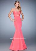 Picture of: Long Mermaid Dress with Pleated Bodice and Cut Outs in Pink, Style: 22747, Detail Picture 2