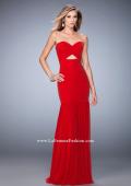 Picture of: Long Prom Gown with Exposed Boning and Stones in Red, Style: 22753, Main Picture