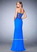 Picture of: Long Prom Gown with Exposed Boning and Stones in Blue, Style: 22753, Back Picture