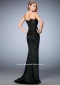 Picture of: Stretch Satin Gown with Gathered Bust and Train in Black, Style: 22755, Main Picture