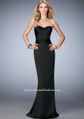 Picture of: Stretch Satin Gown with Gathered Bust and Train in Black, Style: 22755, Back Picture
