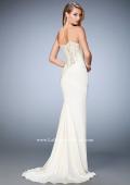 Picture of: Stretch Satin Gown with Gathered Bust and Train in White, Style: 22755, Detail Picture 1