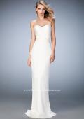 Picture of: Stretch Satin Gown with Gathered Bust and Train in White, Style: 22755, Detail Picture 2