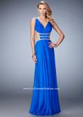 Picture of: Long Chiffon Gown with V Neckline and Crystal Straps in Blue, Style: 22762, Main Picture