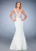 Picture of: Long Jersey Gown with Beading and Mermaid Skirt in White, Style: 22767, Detail Picture 2