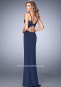 Picture of: Jersey Prom Dress with Satin Panels and Sheer Detail in Blue, Style: 22770, Back Picture