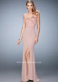 Picture of: Jersey Prom Dress with Satin Panels and Sheer Detail in Pink, Style: 22770, Detail Picture 1