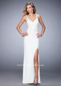 Picture of: Jersey Prom Dress with Satin Panels and Sheer Detail in White, Style: 22770, Detail Picture 3