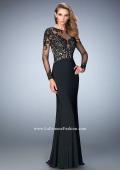 Picture of: Long Sleeve Jersey Dress with Beaded Embroidery in Black, Style: 22773, Main Picture