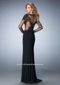 Picture of: Long Sleeve Jersey Dress with Beaded Embroidery in Black, Style: 22773, Back Picture