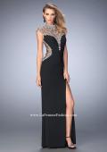 Picture of: Long Embellished Prom Dress with Side Leg Slit in Black, Style: 22776, Main Picture