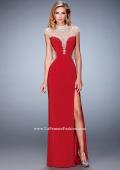 Picture of: Long Embellished Prom Dress with Side Leg Slit in Red, Style: 22776, Detail Picture 1