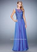 Picture of: Lace Illusion Prom Dress with Embroidered Bodice in Blue, Style: 22783, Main Picture
