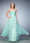 Picture of: Multicolored Floral Lace Embellished Long Prom Dress in Green, Style: 22804, Main Picture