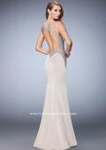 Picture of: Jersey Prom Gown with Sheer Back, Sides, and Straps in Nude, Style: 22808, Back Picture