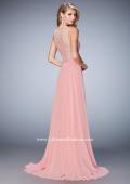 Picture of: Chiffon Gown with Beaded and Lace Bodice and Train in Pink, Style: 22824, Back Picture