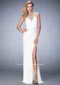 Picture of: Fully Embellished Prom Dress with Train and Leg Slit in White, Style: 22825, Main Picture