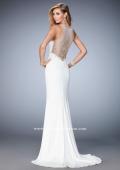 Picture of: Fully Embellished Prom Dress with Train and Leg Slit in White, Style: 22825, Back Picture
