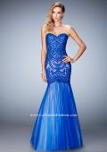 Picture of: Rhinestone Embroidered Prom Gown with Tulle Skirt in Blue, Style: 22836, Main Picture