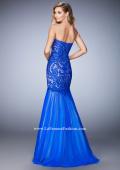 Picture of: Rhinestone Embroidered Prom Gown with Tulle Skirt in Blue, Style: 22836, Back Picture