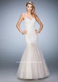 Picture of: Rhinestone Embroidered Prom Gown with Tulle Skirt in White, Style: 22836, Detail Picture 2