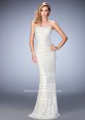 Picture of: Strapless Lace Dress with Gold Shimmer Lining in White, Style: 22841, Main Picture